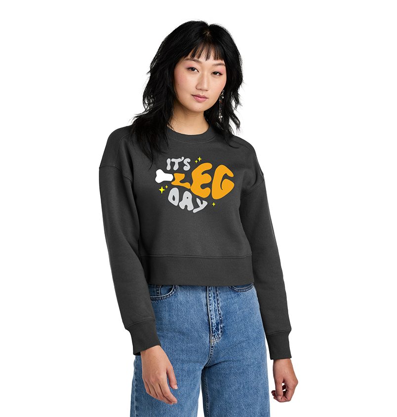 Leg Day Ladies Fleece Cropped Crew