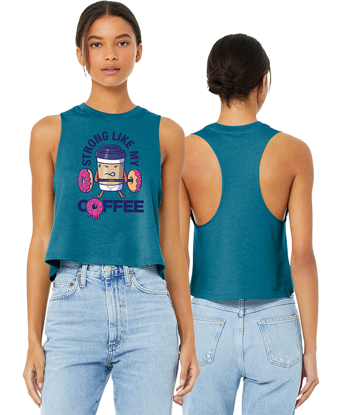 Coffee Strong Ladies Cropped Tank