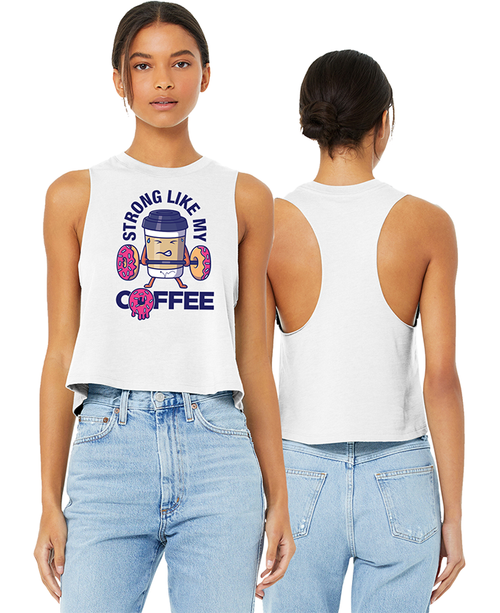 Coffee Strong Ladies Cropped Tank